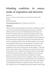 Islanding Condition in Distributed Generation Systems