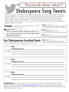 1 - Introduction to Shakespeare’s Language  SongTweetsActivity