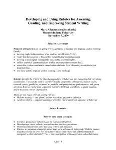 complete writing rubric packet by mary allen