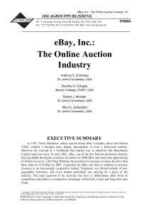 Ebay  INC  The Online Auction Industry