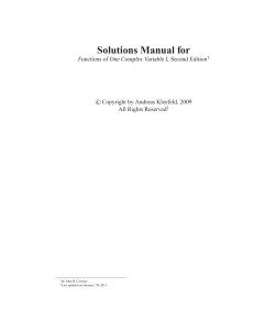 Andreas Kleefeld - Solution Manual to  J. Conway, Functions of One Complex Variable I (2013)