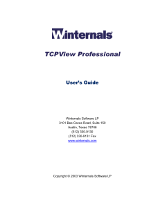 Winternals TCPVIEW PROFESSIONAL User Manual