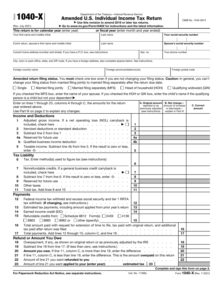 Amended tax