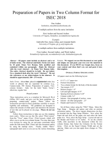 ISEC 2018 Paper Format Template: Two-Column Guide