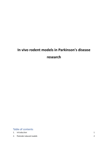 In vivo rodent models in Parkinson's disease research
