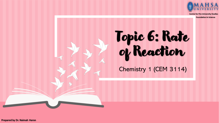 Topic 6 Rate Of Reaction student Copy 