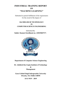 Training Report on Machine Learning