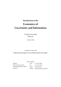 Van Zandt Economics of Uncertainty and Informaton