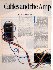 Cables and the Amp: R.A Greiner