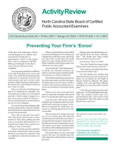 Preventing Your Firm's Enron, Gary Zeune CPA, NC Board of Accountancy