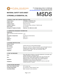 MSDS Essential Oil Citronella