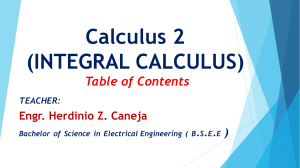 Calculus 2 Table of Contents: Integral Calculus