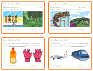 Context Clues Summer Words Challenge Cards