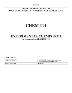 chem 114 - experimental chemistry i