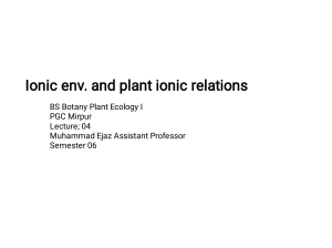 Ionic env. and plant ionic relations