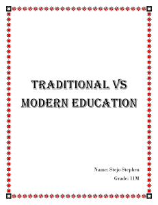 STEJO-MODERN VS TREDITIONAL EDUCATION