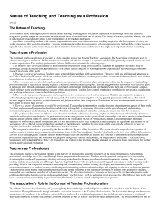 Nature of Teaching & Teaching as a Profession