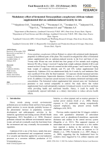 Modulatory effect of fermented Tetracarpidium conophorum (African walnut) supplemented diet on cadmium-induced toxicity in rats Alejolowo et al 2022