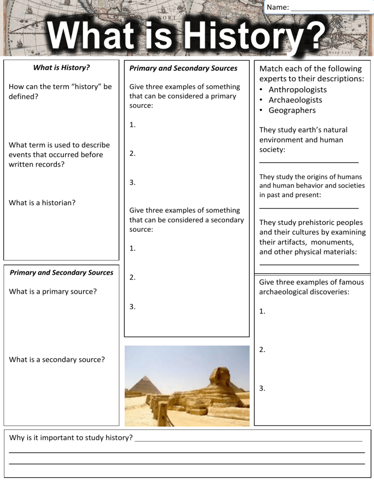 history research worksheet