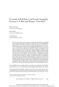 Economic Self-Reliance and Gender Inequality between U.S. Men and Women, 1970–2010 0
