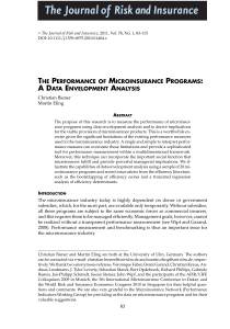 J of Risk   Insurance - 2011 - Biener - The Performance of Microinsurance Programs  A Data Envelopment Analysis