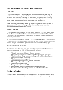 How to write a Character Analysis - worksheet