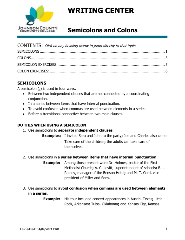 Colons and semicolons