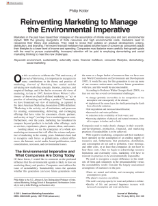 Reinventing marketing to manage the environmental imperative