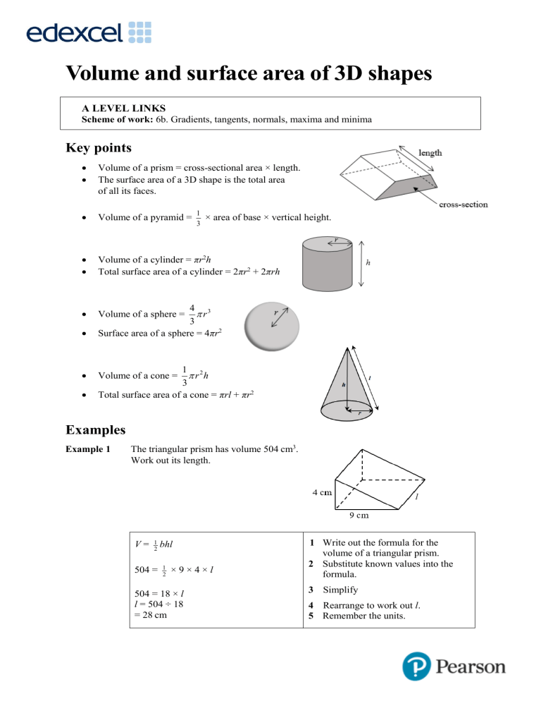 Volume Surface Area Of 3D Shapes Worksheet
