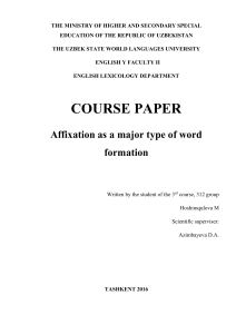 AFFIXATION ENGLISH COURSE PAPER