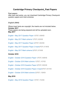 Cambridge Primary Checkpoints Past Years Papers