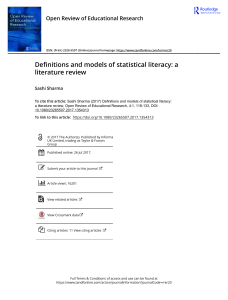 Definitions and models of statistical literacy a literature review