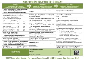 adult lumbar puncture checklist