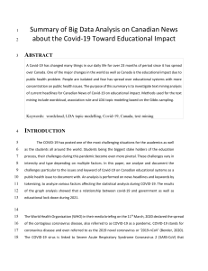 Summary of Big Data Analysis on Canadian News about the Covid-19 Toward Educational Impact