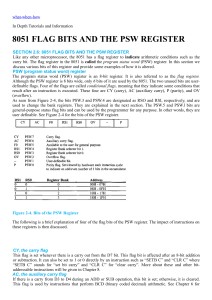 PSW Register 8051 Micro Controller