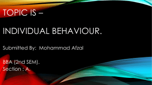 Individual behaviour