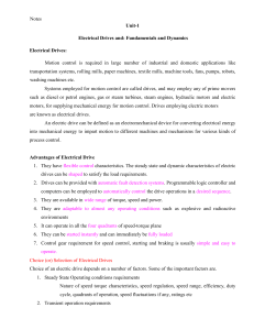   Electrical Drives.Fundamentals and Dynamics