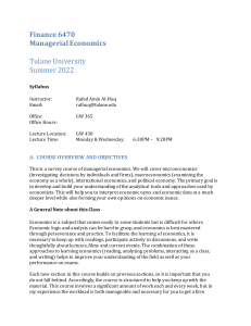 Finance 6470 - Managerial Economics - Summer 2022