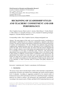 RECKONING OF LEADERSHIP STYLES AND TEACHERS’ COMMITMENT AND JOB PERFORMANCE