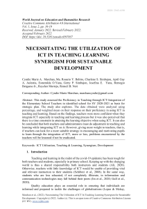 Necessitating the utilization of ICT in Teaching Learning Synergism for Sustainable Development