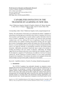 Capabilities Initiative in the Transfer of Learning in the New Era