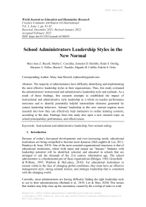 School Administrators Leadership Styles in the New Normal