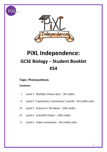 5. PiXL Independence  KS4 GCSE Biology Photosynthesis Booklet