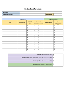 Recipe Cost Template 