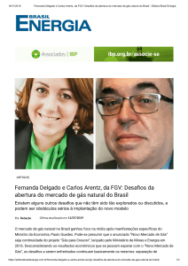 Fernanda Delgado e Carlos Arentz, da FGV  Desafios da abertura do mercado de gás natural do Brasil - Editora Brasil Energia