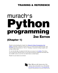 Python Programming: Introduction - Murach's Textbook Chapter