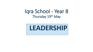 Iqra School - Year 8 - leadership writing 19 May 2022