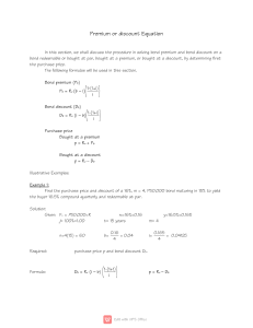 PREMIUM OR DISCOUNT EQUATION 