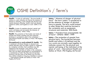 OSHE Definations
