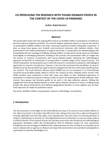 Co-Producing the Research with Young Disabled People in the Context of COVID-19 Pandemic 